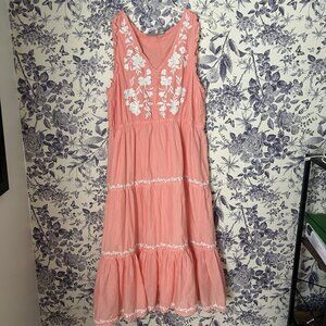 Lucky Brand XL Casual Midi Dress V Neck Sleeveless (Coral)